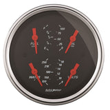 AutoMeter Designer Black 3.375in Quad Gauge - Fuel Level / Oil Pressure / Water Temp. / Voltmeter (1414)