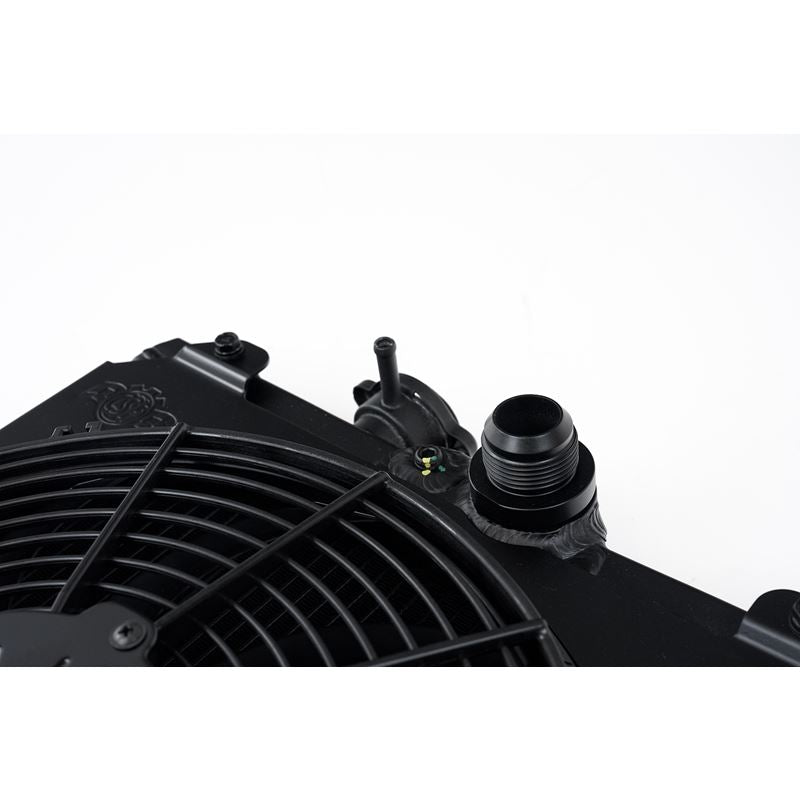 CSF Cooling - Racing & High Performance Division Universal Half Radiator - Evo 7/8/9/ 92-00 Civic - w/SPAL Fan and Shroud - Black (2858XB)