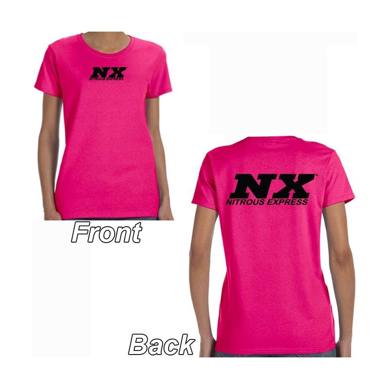 Nitrous Express Pink T-Shirt with Black NX Logo Front and Back; Large (16532)