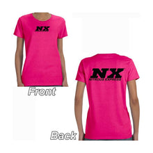 Load image into Gallery viewer, Nitrous Express Pink T-Shirt with Black NX Logo Front and Back; Large (16532)