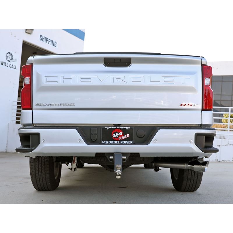 aFe L6 Large Bore-HD 3 IN 409 Stainless Steel DPF-Back Exhaust System w/Polished Tip for 23-24 GM Trucks (49-44144-P)