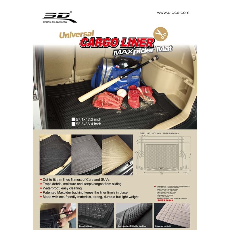 3D Maxpider TPR+XPE+POLYESTER CARGO LINER, BLACK (2175M-09)