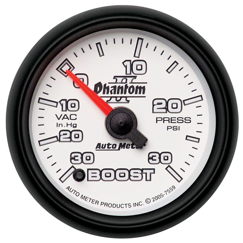 AutoMeter Phantom II 52.4mm Electronic Vacuum / Boost Gauge 30 In. HG/30 PSI (7559)