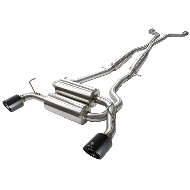 Takeda 2-1/2 IN 304 Stainless Steel Cat-Back Exhaust System w/ Black Tips (49-36103-B)