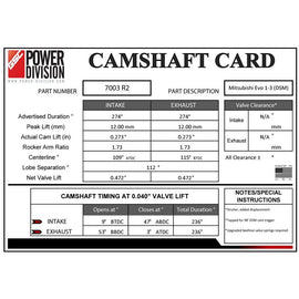 GSC Power-Division Billet Evo 1-3 and DSM R2 Stroker Camshafts (gsc7003R2)