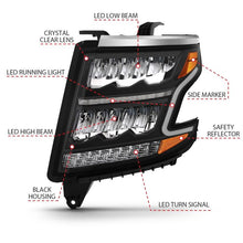 Load image into Gallery viewer, ANZO USA LED Crystal Headlight, w/Plank Style, Black Clear w/Sequential Amber, Pair, (111478)