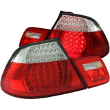 ANZO USA 2000-2003 BMW 3 Series E46 LED Taillights Red Clear 4pc (321185)