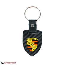 Load image into Gallery viewer, Fabspeed Porsche Crest and Script Carbon Fiber Keyring (FS.POR.CFKR)