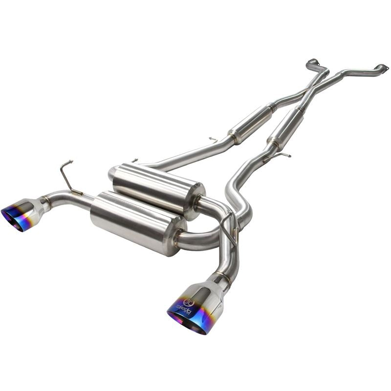 Takeda 2-1/2 IN 304 Stainless Steel Cat-Back Exhaust System w/ Blue Flame Tips (49-36103-L)