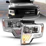 ANZO USA Projector Headlight Set, Clear Lens, Chrome w/Amber Housing, Pair, (111446)