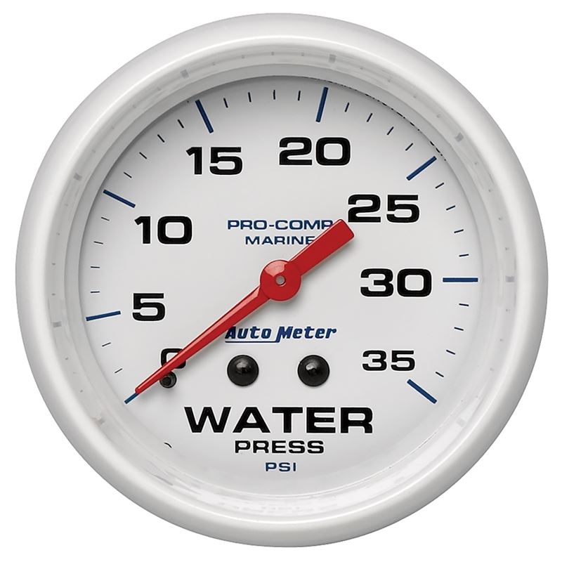 AutoMeter AutoGage 2-5/8in. / 35 PSI Mechanical Water Press Gauge - Marine White (200773)