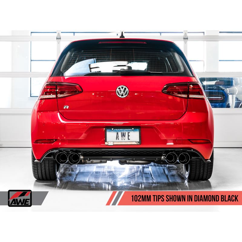 AWE SwitchPath Exhaust for MK7 Golf R - Diamond Black Tips, 102mm (3025-43068)