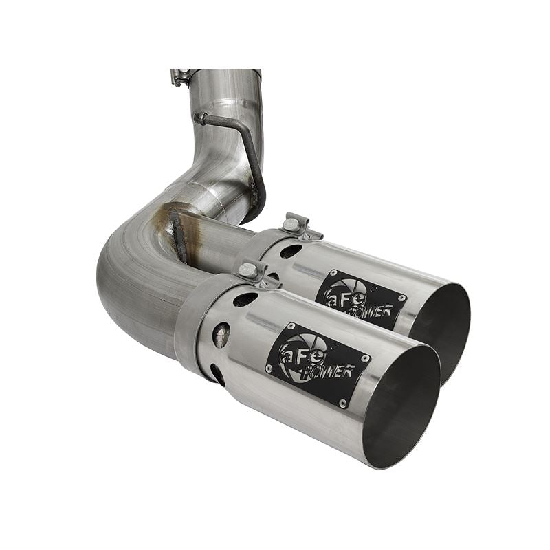 aFe Rebel XD 4 IN 409 Stainless Steel DPF-Back Exhaust w/Dual Polished Tips (49-44089-P)