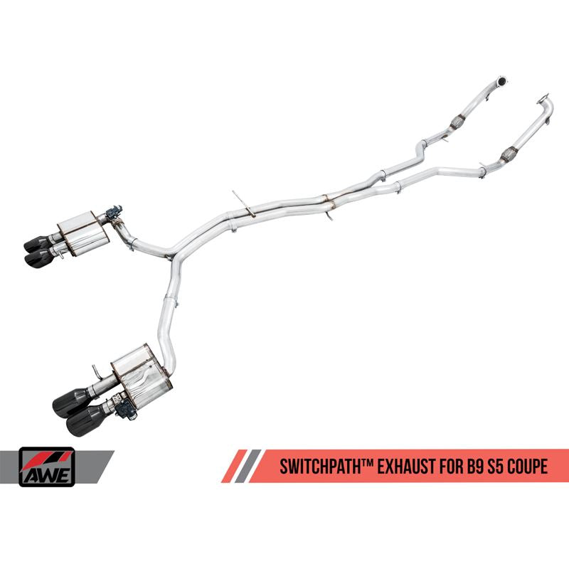 AWE SwitchPath Exhaust for Audi B9 S5 Coupe - Non-Resonated - Diamond Black 102mm Tips (3025-43042)