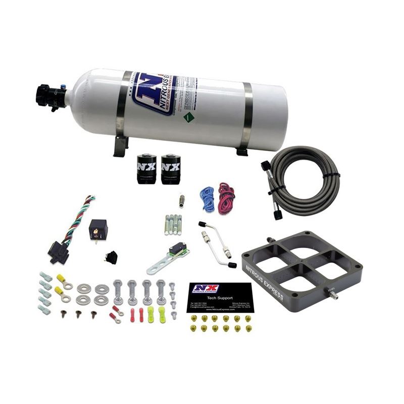 Nitrous Express Single Entry Crossbar 8500 Based Throttle Body Nitrous Kit w/15lb Bottle (63980-15)