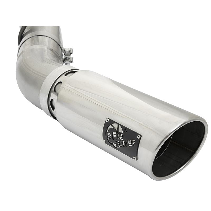 aFe Large Bore-HD 4 IN 409 Stainless Steel DPF-Back Exhaust System w/Polished Tip (49-44085-P)