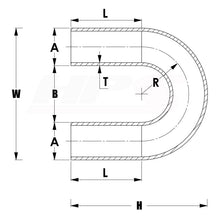 Load image into Gallery viewer, HPS Pefromance Aluminum Elbow Tubing 180 Degree, 1-1/2&quot; OD, 2&quot; CLR, 6&quot; Legs Raw Finish (AT180-150-CLR-2)