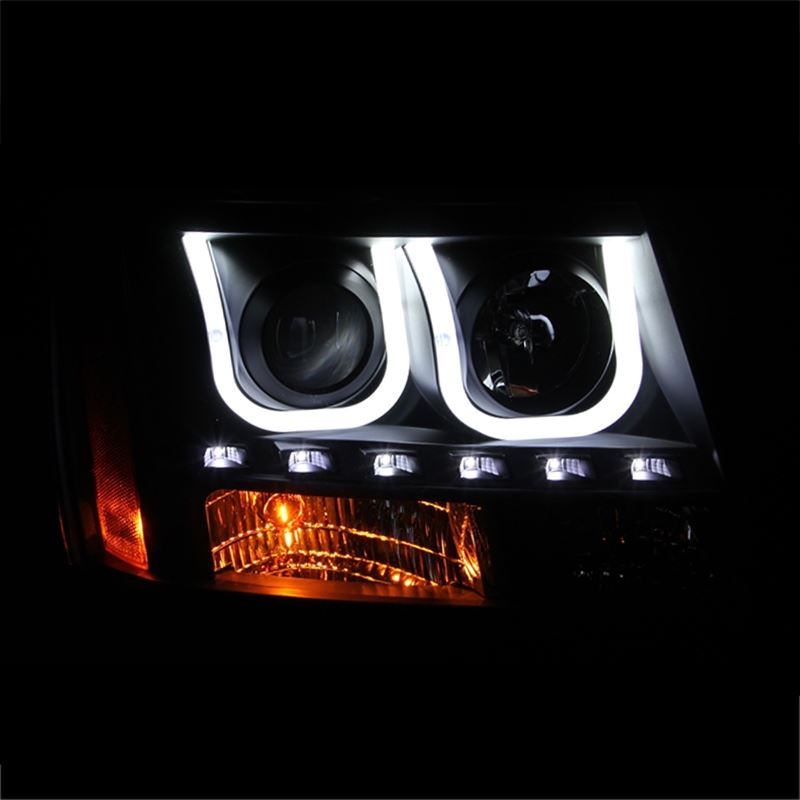 ANZO USA 2007-2013 Chevrolet Avalanche Projector Headlights w/ U-Bar Black (111273)