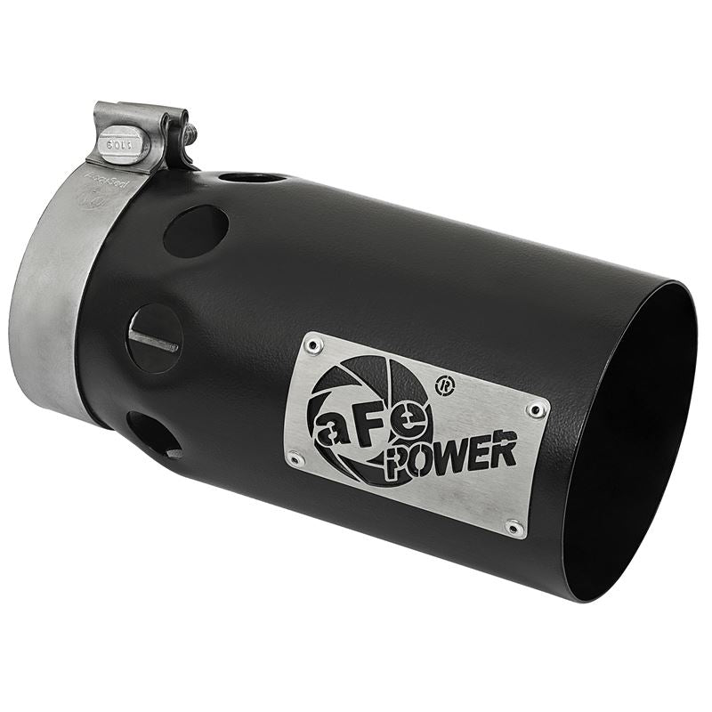 aFe Rebel XD Series 409 Stainless Steel Clamp-on Exhaust Tip Black Right Side Exit (49T40501-B10)