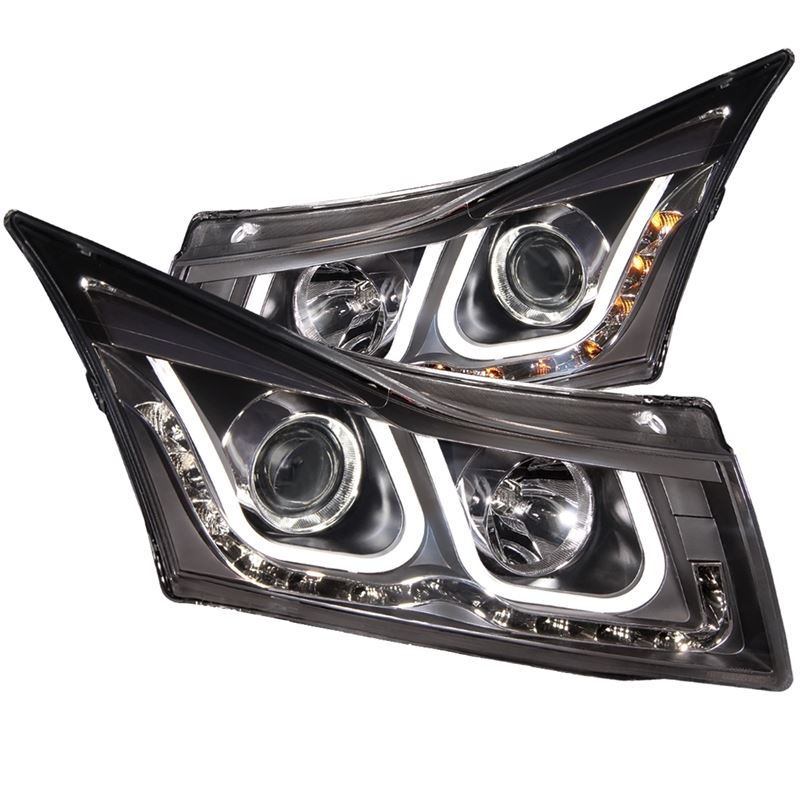 ANZO USA 2011-2015 Chevrolet Cruze Projector Headlights w/ U-Bar Black (121462)