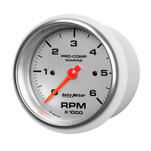 Load image into Gallery viewer, AutoMeter Marine Silver Ultra-Lite Gauge 3-3/8in Tachometer 6K RPM (200752-33)