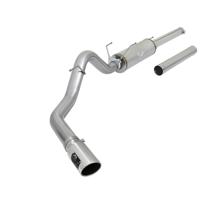 aFe Large Bore-HD 4 IN 409 Stainless Steel Cat-Back Exhaust System w/ Polished Tip (49-42005)