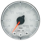 AutoMeter Spek-Pro Gauge Voltmeter 2 1/16in 16V Stepper Motor W/Peak and Warn Slvr/Chrm (P344218)