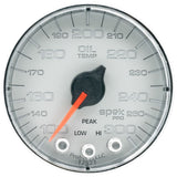 AutoMeter Spek-Pro Gauge Oil Temp 2 1/16in 300f Stepper Motor W/Peak and Warn Slvr/Chrm (P322218)