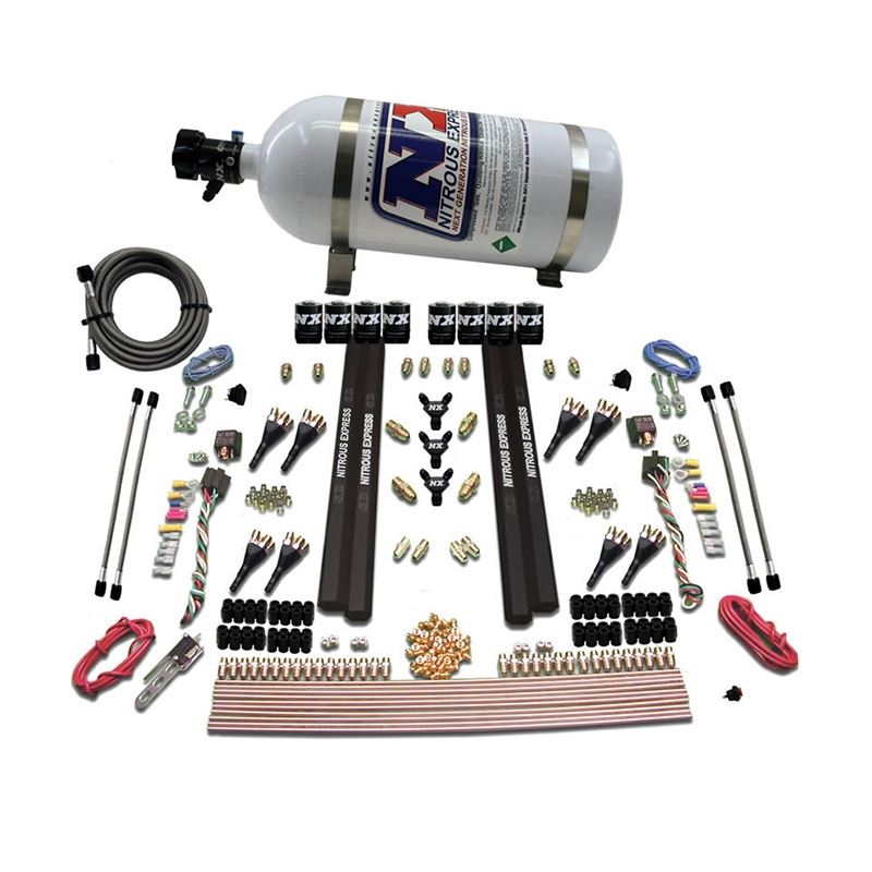 Nitrous Express SX2 Dual Stage 8 Solenoid /Gasoline Nitrous Kit (200-1200HP) w/10lb Bottle (90009-10)