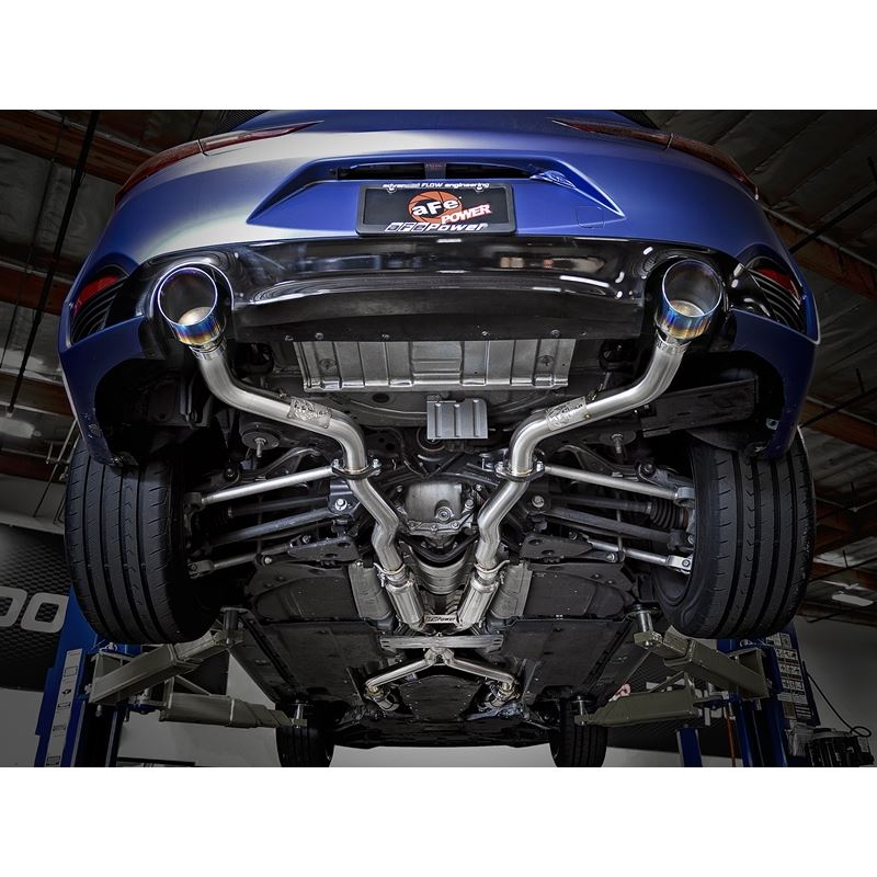 Takeda 2-1/2 IN 304 Stainless Steel Cat-Back Exhaust System w/ Blue Flame Tips (49-36134NM-L)