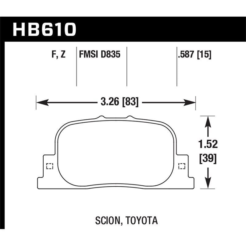 Hawk Performance Performance Ceramic Brake Pads (HB610Z.587)