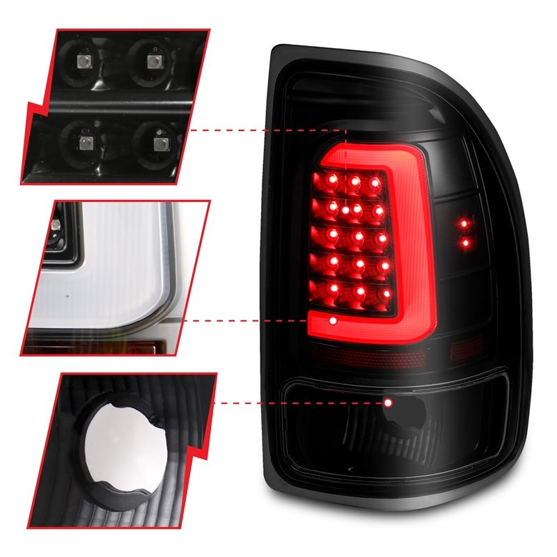 ANZO USA Tail Light Assembly, LED, Smoke Lens, Black Housing, Pair, (311348)