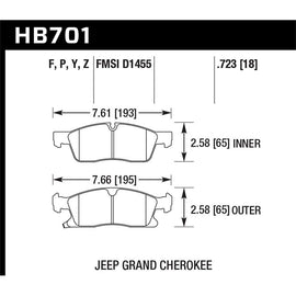 Hawk Performance HPS 5.0 Disc Brake Pad for 2011-2011 Jeep Grand Cherokee (HB701B.723)
