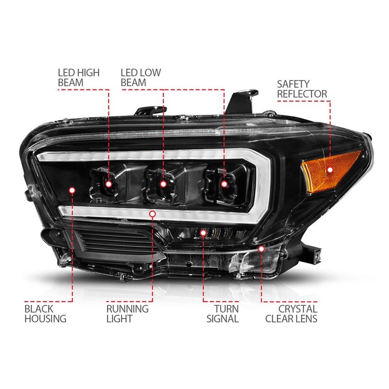 ANZO USA LED Projector Headlight Set for 2016-2017 Toyota Tacoma (111500)