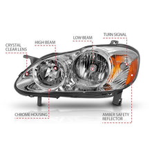 Load image into Gallery viewer, ANZO USA Crystal Headlight Set, Clear Lens, Chrome w/Amber Housing, Pair, (121540)