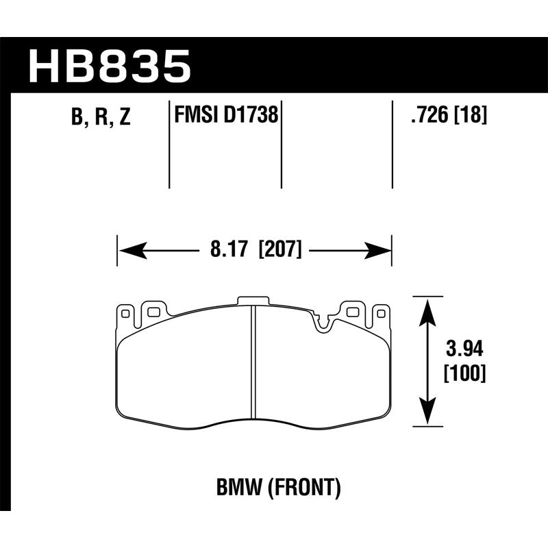 Hawk Performance Performance Ceramic Brake Pads (HB835Z.726)