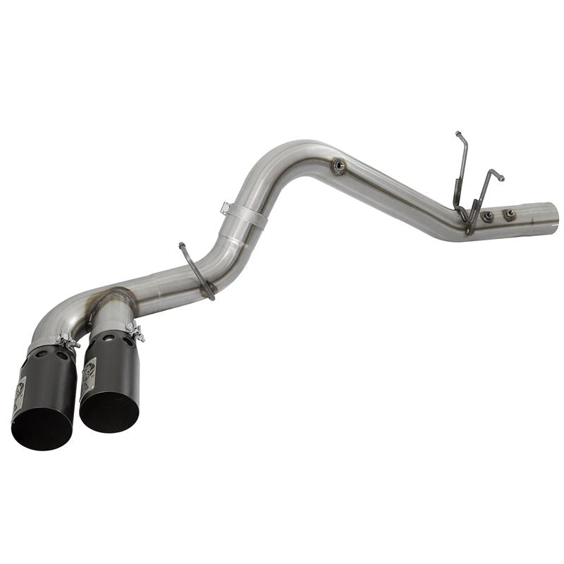 aFe Rebel XD 4 IN 409 Stainless Steel DPF-Back Exhaust w/Dual Black Tips (49-44089-B)