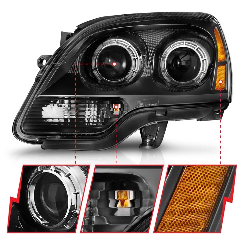 ANZO USA Projector Headlight Set for 2007-2012 GMC Acadia (111530)