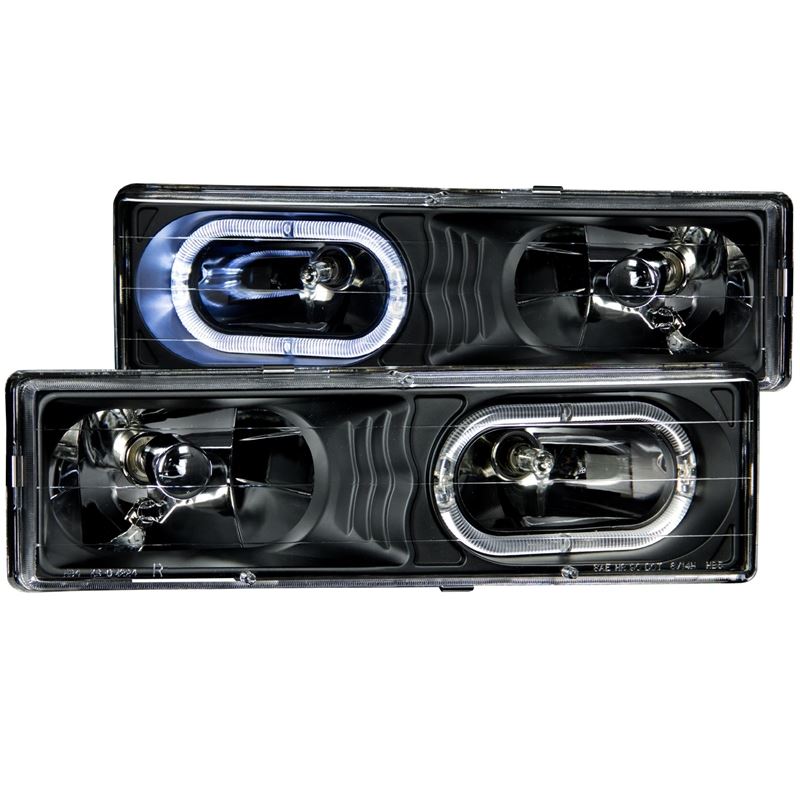 ANZO USA 1988-1998 Chevrolet C1500 Crystal Headlights Black w/ Halo (111007)