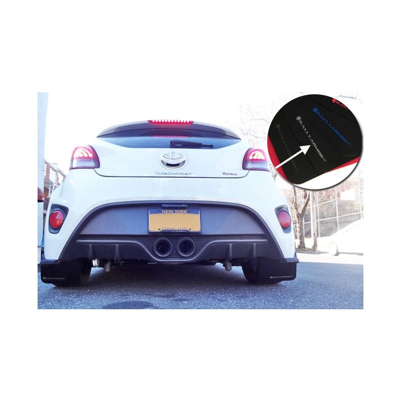 Rally Armor Black Mud Flap/Silver Logo for 2012-2017 Hyundai Veloster (MF24-UR-BLK/SIL)