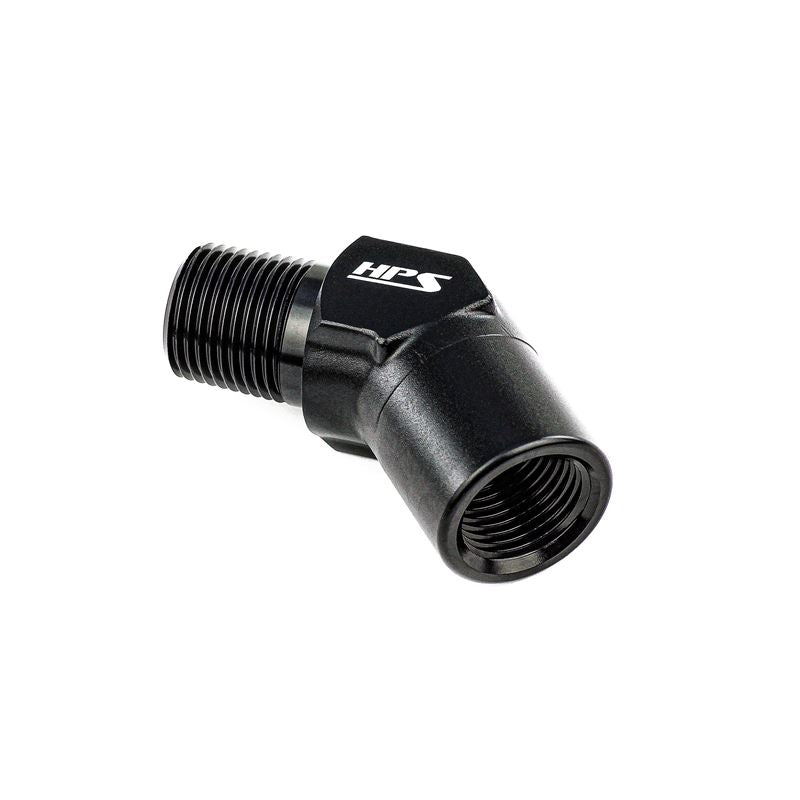 HPS Pefromance 45 deg 3/8 NPT Male to Female Adapter Aluminum (AN915-03)