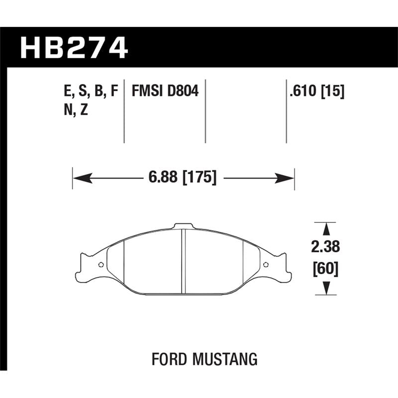 Hawk Performance Performance Ceramic Brake Pads (HB274Z.610)