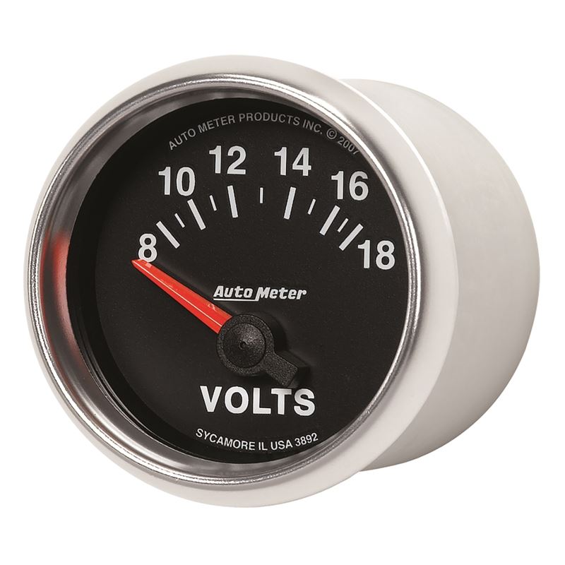 AutoMeter GS 52mm 8-18 Volts Short Sweep Electronic Voltmeter Gauge (3892)