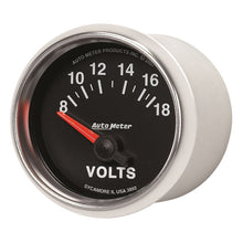 Load image into Gallery viewer, AutoMeter GS 52mm 8-18 Volts Short Sweep Electronic Voltmeter Gauge (3892)