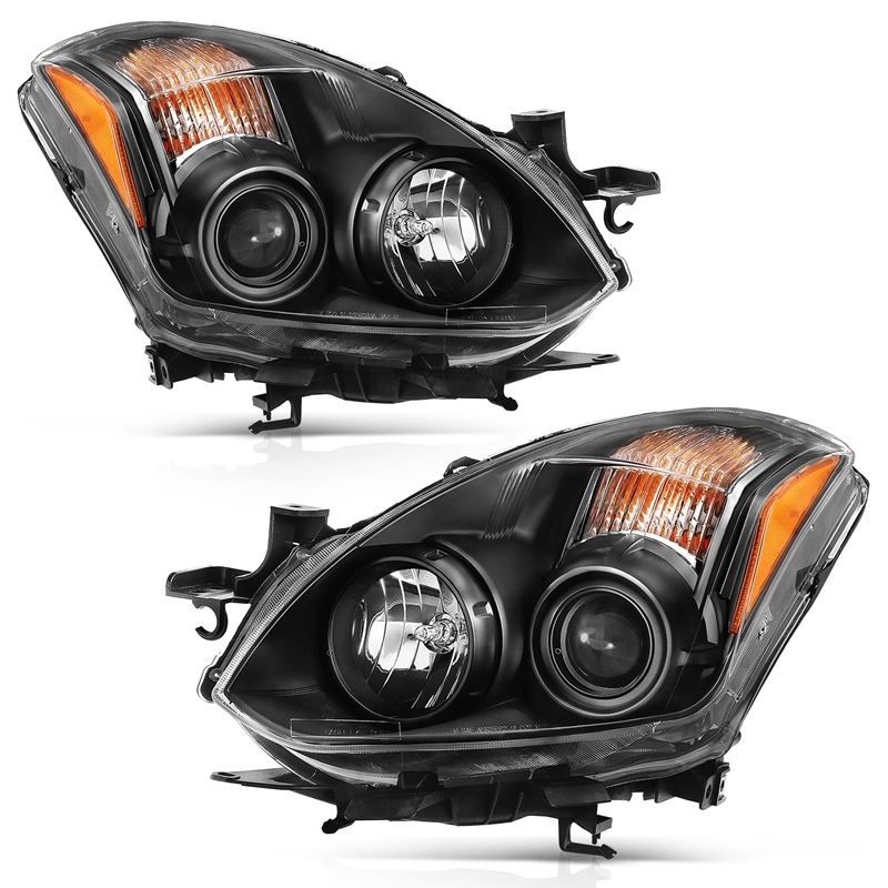 ANZO USA Projector Headlight Set, Clear Lens, Black Housing, Pair, Halogen Type, (121548)