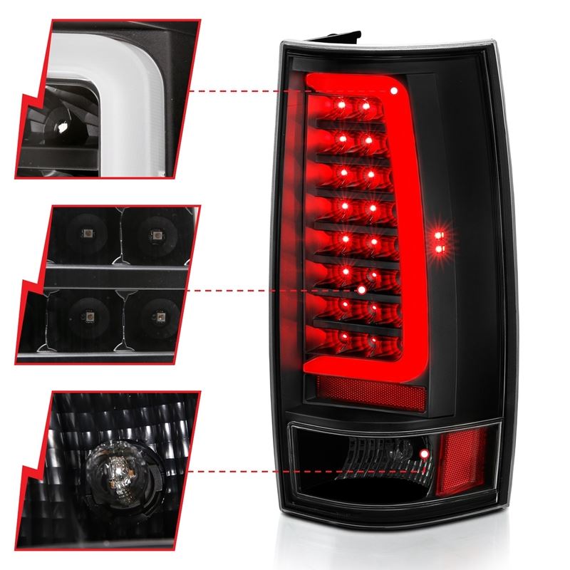 ANZO USA Tail Light Assembly, LED, Clear Lens, Black Housing, w/Plank Style Design, Pair, (311321)