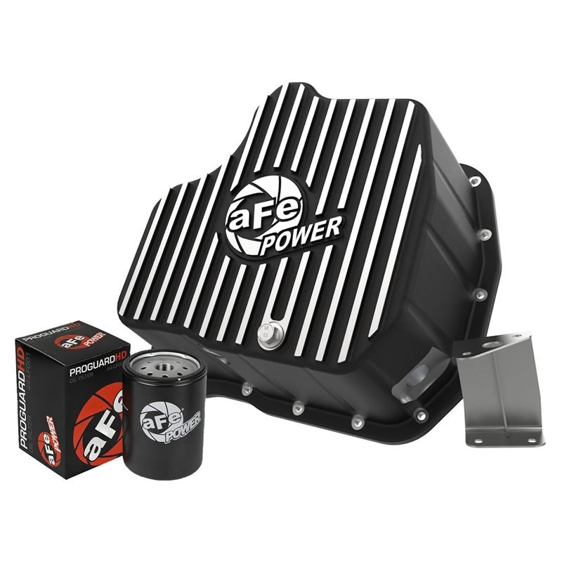 aFe 2011-16 GM Diesel Trucks V8-6.6L LML Engine Oil Pan Black POWER Pro Series w/ Machined Fins (46-71080B)