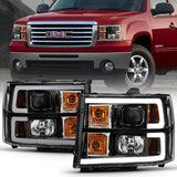 ANZO USA Projector Headlight Set, Clear Lens, Black w/Amber Housing, Pair, w/Plank Style Design (111482)