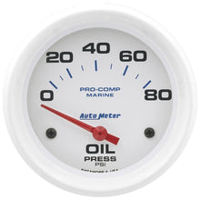 Load image into Gallery viewer, AutoMeter Marine White 2-5/8in 80PSI Electric Oil Pressure Gauge (200747)