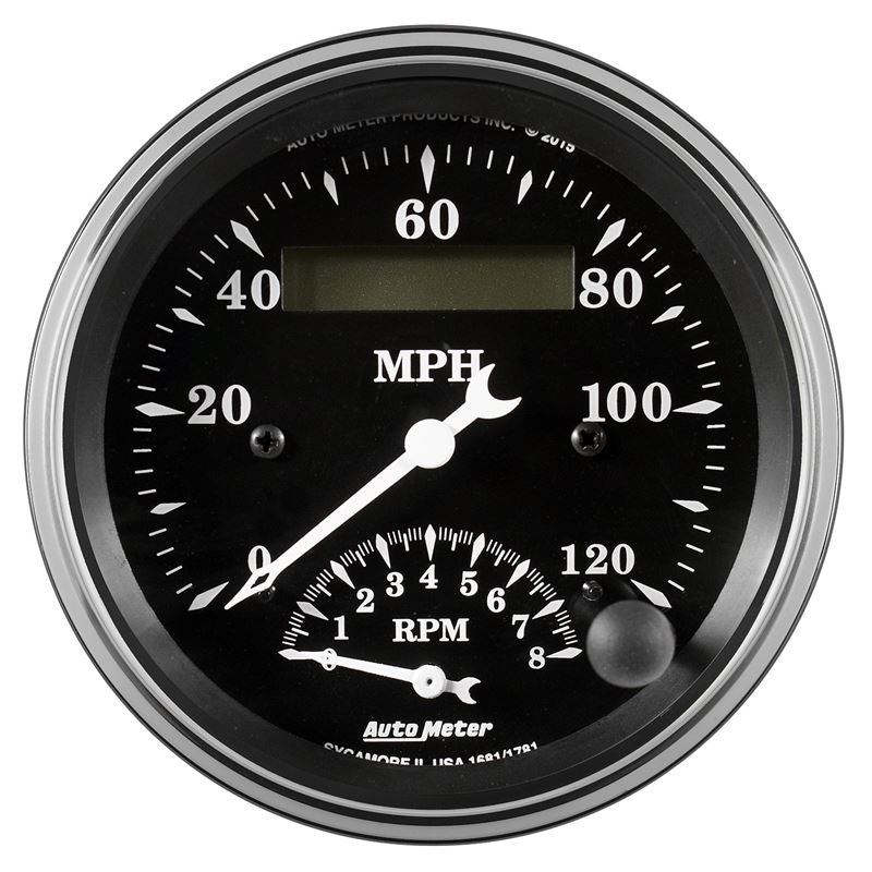 AutoMeter Auto Meter Gauge Tach/Speedo 3 3/8in 120mph and 8k RPM Elec. Program. Old Tyme Blk (1781)